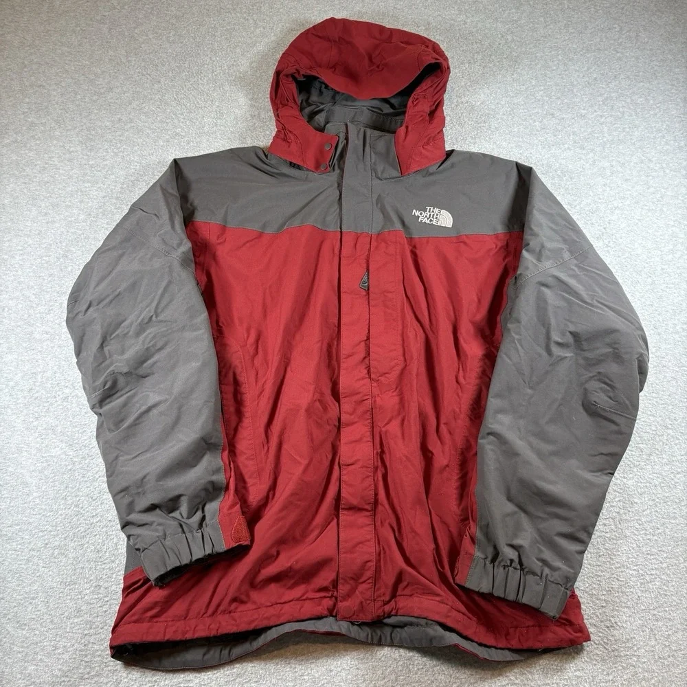 The North Face HyVent 3-in-1 Jacket Mens XL Red Grey Zip In Hooded Rain Shell